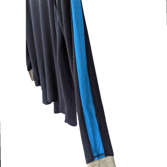 Michael Stars Kim Notch Navy Blue Long Sleeve Top - Picture 3 of 6